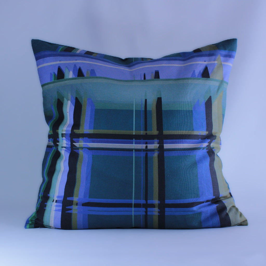 FUNDA COJIN TARTAN AZUL 1 50x50 FRONTAL