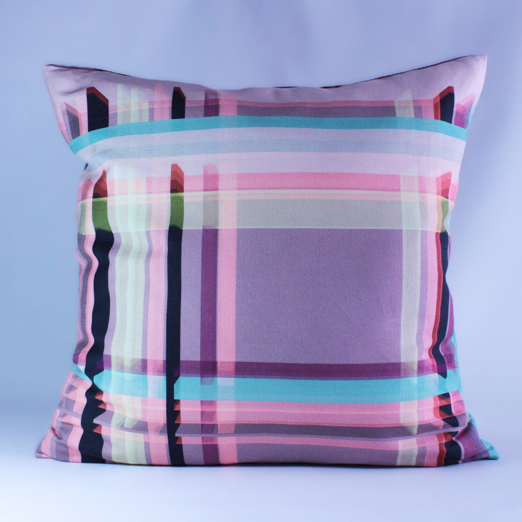 FUNDA COJIN TARTAN ROSA 50x50 FRONTAL