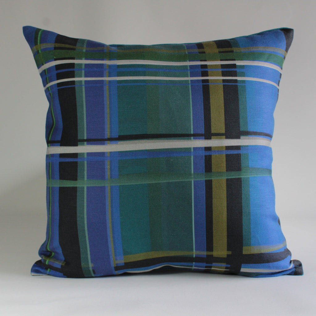 FUNDA COJIN TARTAN AZUL 35x35 FRONTAL