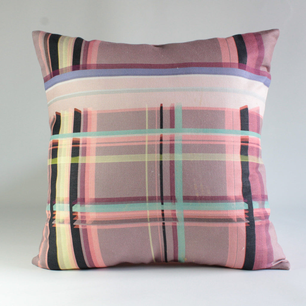 FUNDA COJIN TARTAN ROSA 35x35 FRONTAL