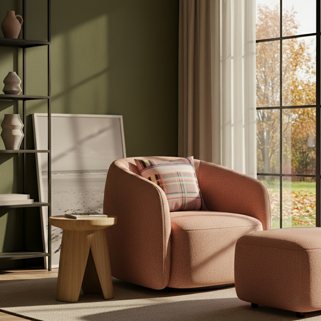 SILLON COJIN TARTAN ROSA 35X35 